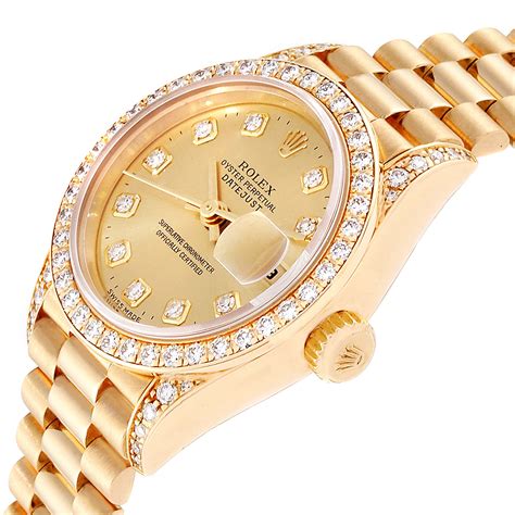 rolex yellow gold ladies datejust price with diamond bezel|Rolex Datejust 26mm diamond bezel.